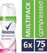 Rexona Ultra Dry Biorythm Deodorant - 6 x 75 ml - Voordeelverpakking