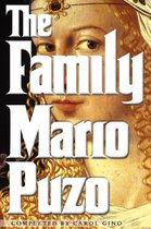 Couverture du livre "The Family" par Mario Puzo, avec un tableau d'une femme aux boucles gracieuses et au diadème.