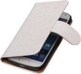 Mobieletelefoonhoesje - Samsung Galaxy S4 Mini Hoesje Krokodil Bookstyle Wit