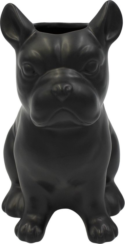 Housevitamin vaas bulldog zwart keramiek 22cm hoog