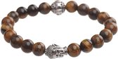Rhylane – Tijgeroog Buddha & kraal bedel – Natuursteen Armbanden – Heren – Armbanden Lengte 21 cm, Breedte 8 mm