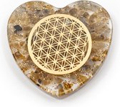 Orgoniet Hart Labradoriet met Koperen Flower of Life