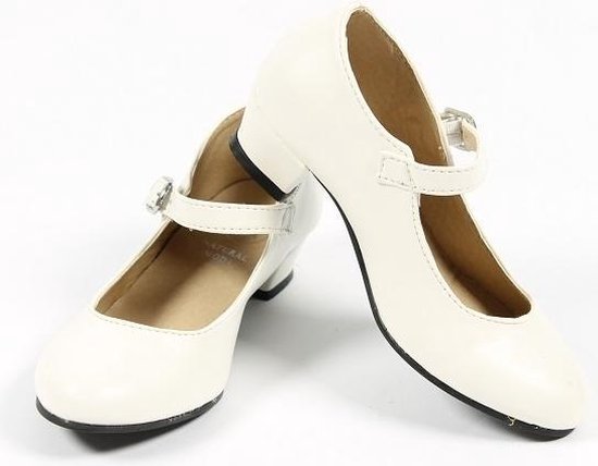 lucht Lijm Verbieden Spaanse schoenen Communie Prinsessen schoenen met hakjes wit maat 28  (binnenmaat... | bol.com
