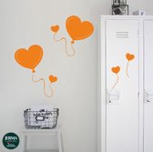 Ballonnen Hartjes decoratie stickers set van 6 stuks Oranje