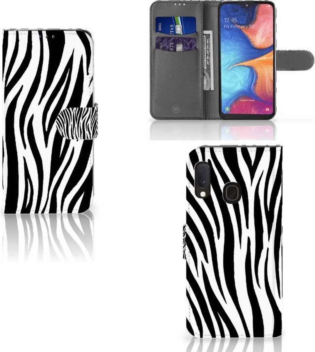 Samsung Galaxy A20e Telefoonhoesje met Pasjes Zebra