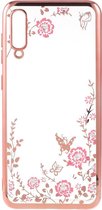 Samsung Galaxy A50 - hoes, cover, case - TPU - Roze met bloemen