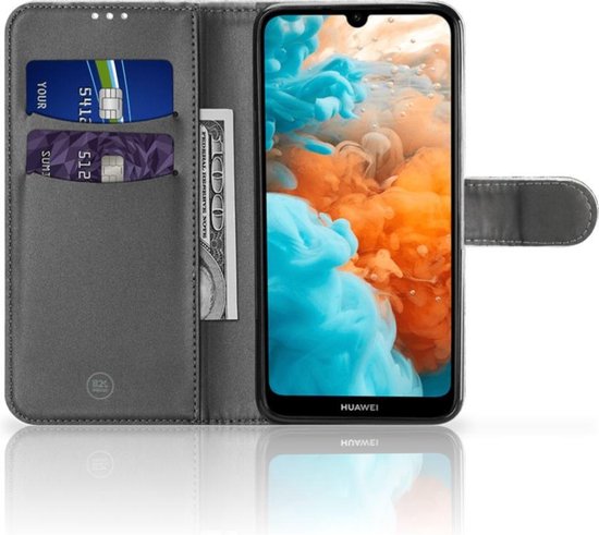 Case Cover pour Huawei Y6 (2019) Portefeuille Béton