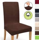 Beautissu Katoenen stoelhoes stretch Mia - 35-50 cm stretch hoezen voor stoelen - hoes stoelbekleding bi-elastische hoes - Öko-Tex & wasbaar - Donker Bruin