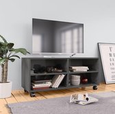 Tv-meubel met wieltjes 90x35x35 cm spaanplaat hoogglans grijs