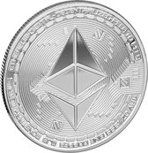 scarlet gifts | Munt "Ethereum"; massief staal met edelmetaalcoating (bijv. 24-karaats goud, zilver, koper); verzamelobject met beschermhoes; Crypto Currency to touch Zilver