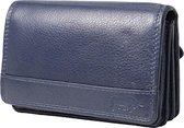 Donkerblauwe Dames Portemonnee Leer RFID - Met Klepje Voor Kleingeld - Portemonnee Dames  Anti-Skim