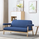 Bankstel 3-zits Stof Blauw (Incl FLEECE deken) - Loungebank - Woonkamer bank - Sofa - Driezitsbank - Zitbank