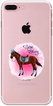 Apple Iphone 7 Plus / 8 Plus transparant siliconen paarden hoesje - Horse Riding