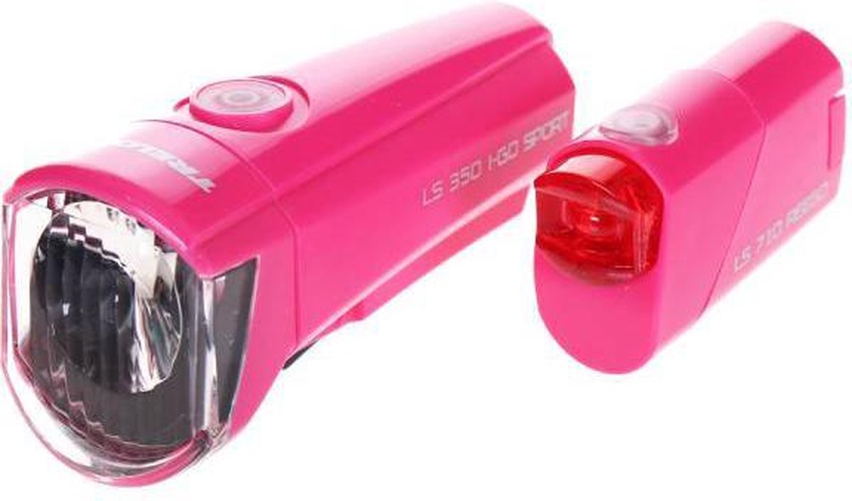 Trelock I-Go / Reego Verlichtingset Batterijen - Roze