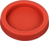 scarlet espresso | Spuitbak "Puck" van voedselveilige siliconen (antislip); ook voor een verdeler; onderdeel van een professionele werkplek op beeldschermdragers.