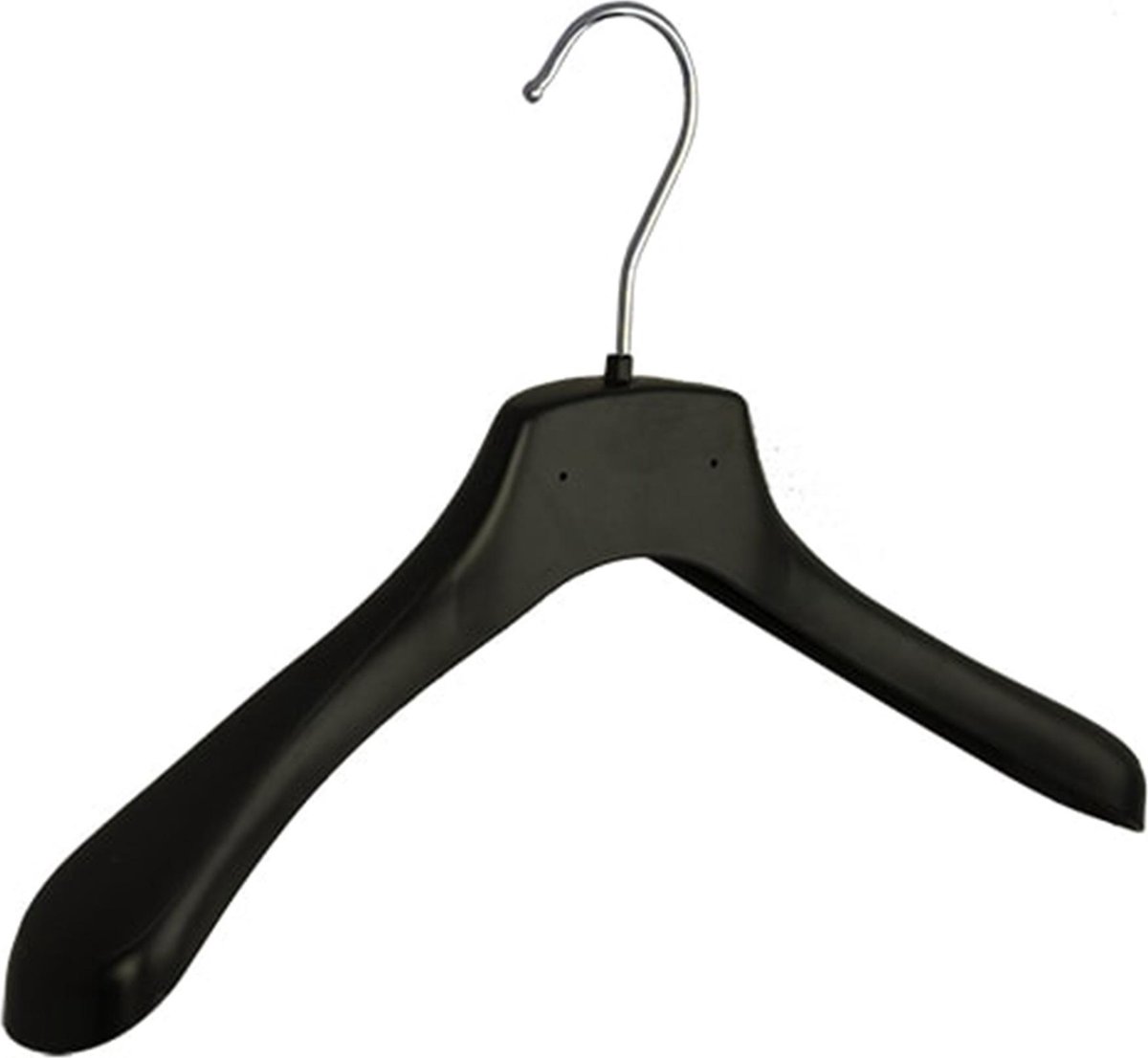 De Kledinghanger Gigant - 10 x Mantelhanger / kostuumhanger / kinderhanger kunststof zwart met schouderverbreding, 36 cm