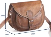 Avondtas VERA - Bruin Echt Leer – 25 x 16 x 6 cm - Damestas ECHTE LEDER - Vintage Design – Handgemaakte Tas - inc. Cadeauverpakking – Tasje van echt leer