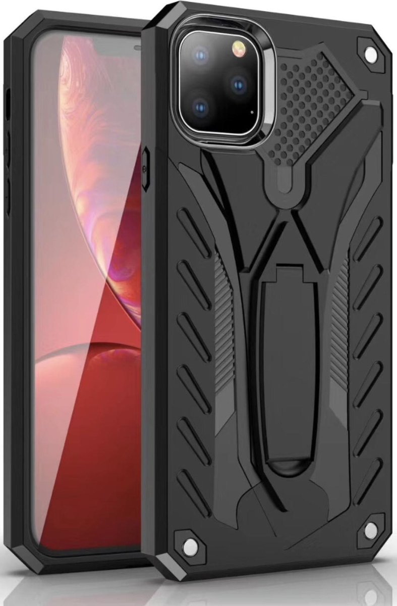 Luxe Back cover voor Apple iPhone 11 Pro - Zwart - Shockproof Armor - met kickstand