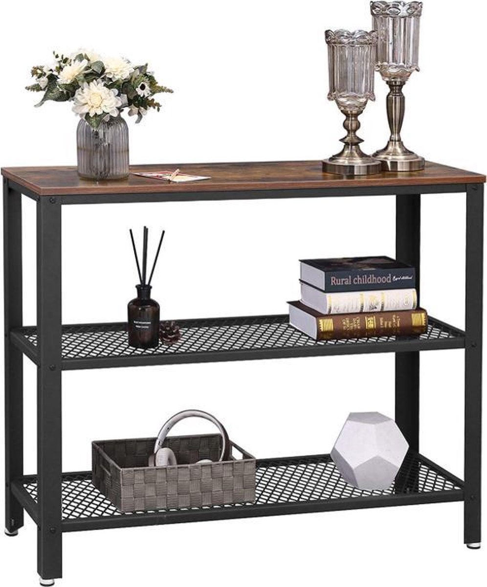 O'DADDY Industrieel Wandtafel - 3 Laags - Rustiek Bruin/Zwart Metaal
