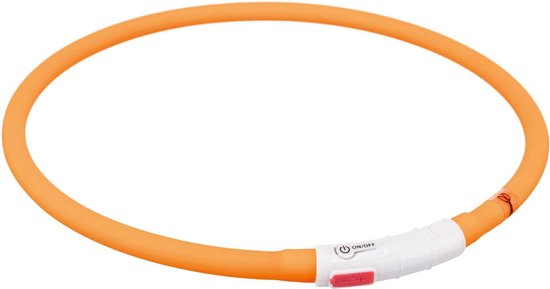 Trixie lichtgevende halsband USB Flash silicone, XS–XL: 70 cm/ø 10 mm, oranje
