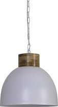 Light & Living Hanglamp  SAMANA Ø40x36 cm  -  mat wit met houten kop