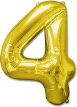 Folieballon Cijfer 4 Goud - 92 cm