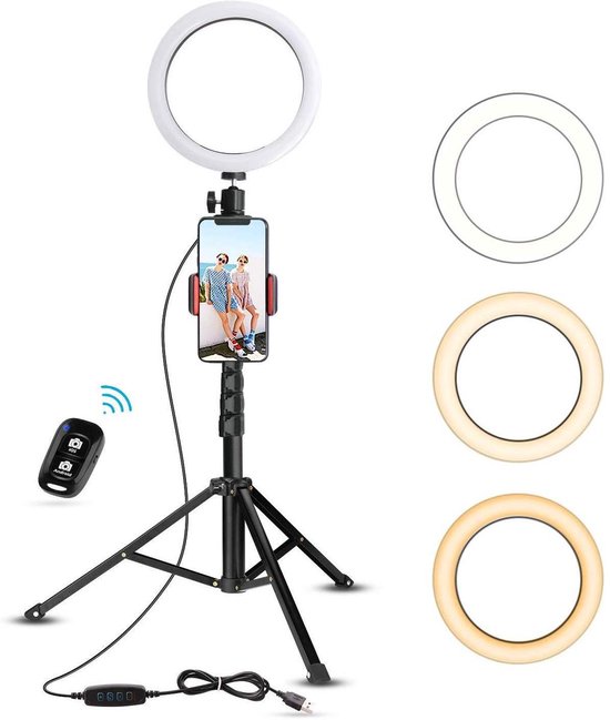 YC| 10 Inch Ringlicht met Statief + Dimbare verlichting| Rovtop LED Camera  Selfie... | bol.com