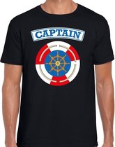 Kapitein/captain verkleed t-shirt zwart voor heren - maritiem carnaval / feest shirt kleding / kostuum M