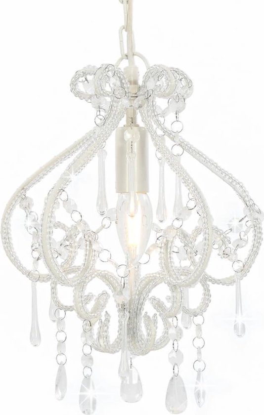 vidaXL Plafondlamp met kralen rond E14 wit