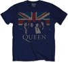 Queen - Vintage Union Jack Heren T-shirt - XL - Blauw