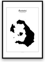 Santorini eilandposter - Zwart-wit