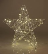 Kerst zilverdraad ster met 80 lampjes