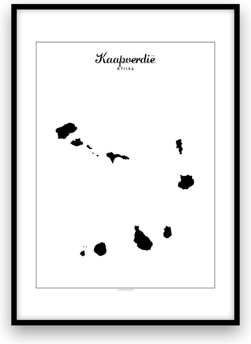 Kaapverdië landposter - Zwart-wit