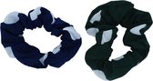 Jessidress Scrunchie met stippen motief Haar elastieken set - Donker Blauw/Groen
