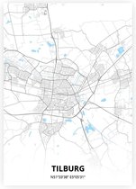 Tilburg plattegrond - A4 poster - Zwart blauwe stijl