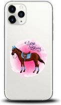 Apple Iphone 11 Pro Transparant siliconen hoesje (Horse Riding)