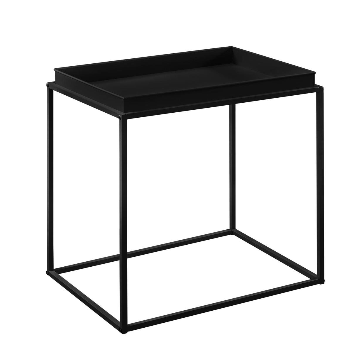 ML-Design Bijzettafel rond 43xH52 cm van metaal, zwart, salontafel met afneembaar dienblad, inklapbaar, stabiel, woonkamertafel salontafel nachtkastje tuintafel, voor drankjes & snacks