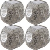 4x Buiten/tuin LED stenen spots solar verlichting 10 cm - Tuinverlichting -  Tuinlampen... | bol.com