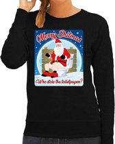 Foute Kersttrui / sweater - Merry shitmas who stole the toiletpaper - zwart voor dames - kerstkleding / kerst outfit XS (34)