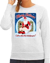 Foute Kersttrui / sweater - Merry shitmas who stole the toiletpaper - grijs voor dames - kerstkleding / kerst outfit XL (42)