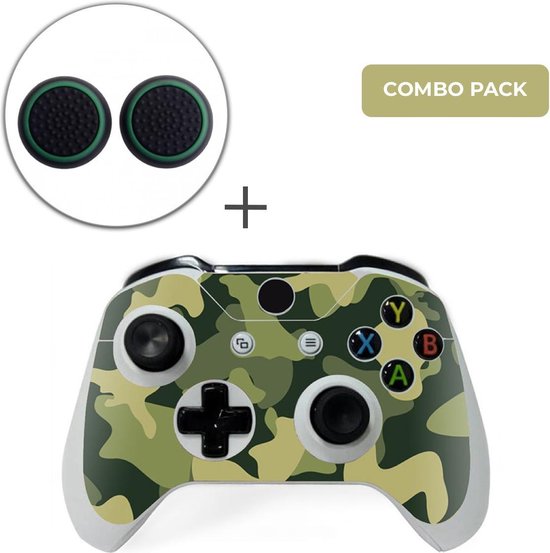 Army Camo / Groen Zwart Combo Pack – Xbox One Controller Skins Stickers + Thumb Grips