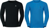 Odlo Shirt L/S Crew Neck Active Warm 2 Pack Heren Thermoshirt - Black/Blue Jewel - Maat S