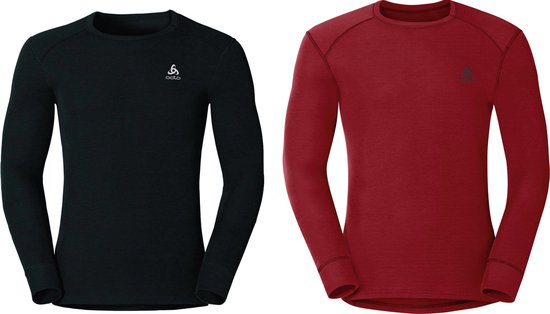 Odlo Shirt L/S Crew Neck Active Warm 2 Pack Heren Thermoshirt - Back/Jester Red - Maat XXL