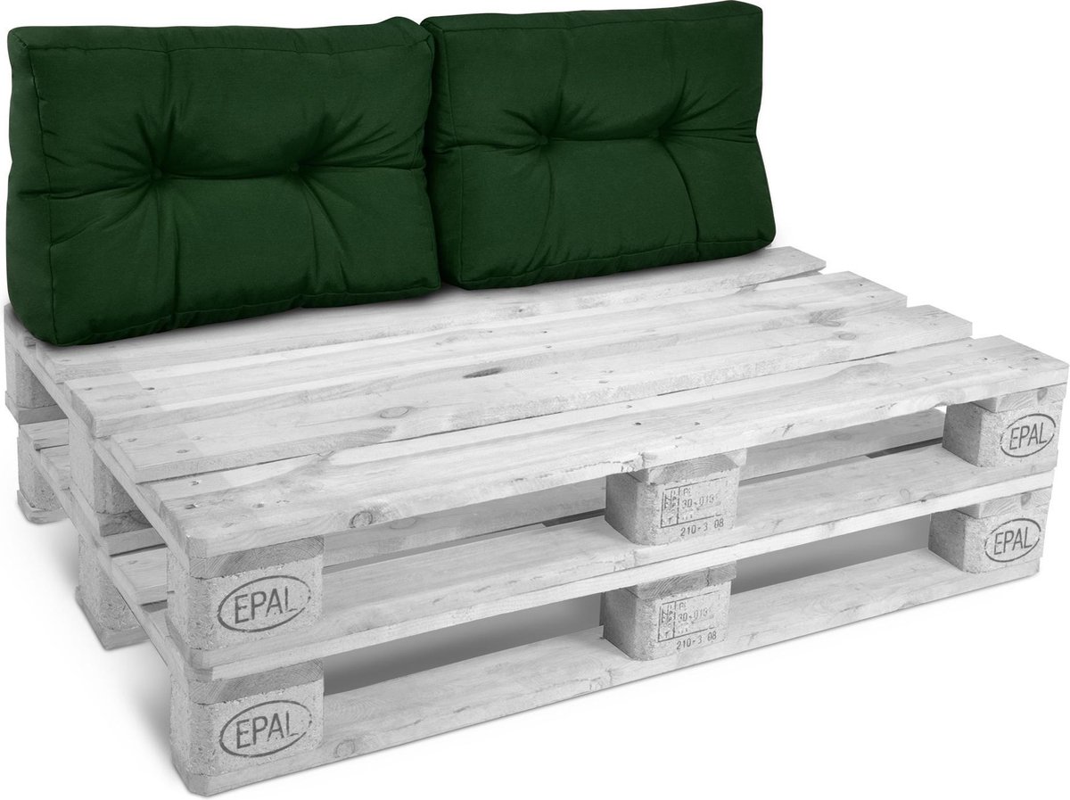 Palletkussen in donker groen met afmetingen 60x40 cm van Beautissu voor palletbank.