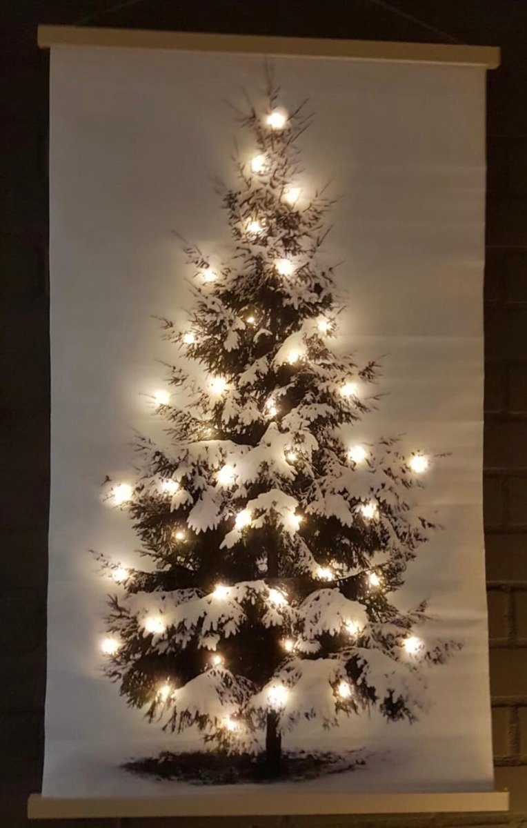 Kerstboom op doek met lampjes |