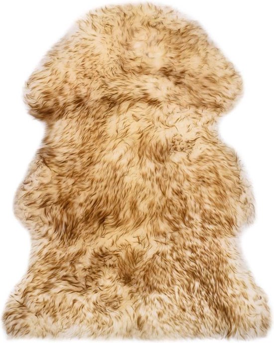 vidaXL - Vloerkleed - 60x90 - cm - schapenvacht - gemêleerd - bruin