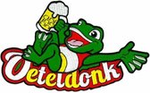 Embleem kikker met pilsje en tekst Oeteldonk
