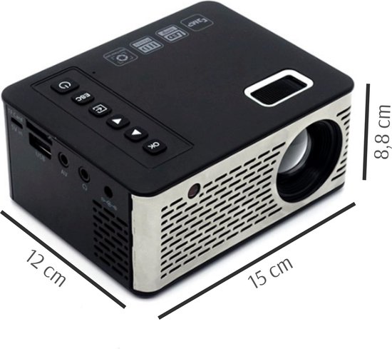 Draagbare Mini Projector, LED Videoprojector 1080P HDMI, Home Theater