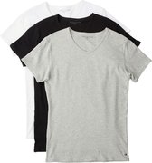 Tommy Hilfiger Cotton stretch T-shirts (3-pack) - heren T-shirt V-hals - zwart - grijs en wit -  Maat: XL