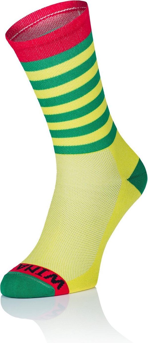 Winaar Fietssokken Zomer Unisex Geel Groen Rood - YGR stripes Colombia Stijl - 42-44